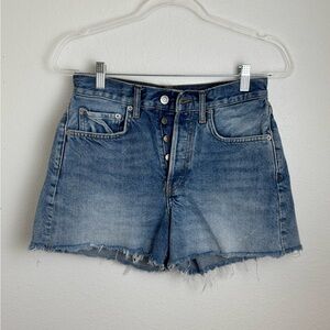 Zara Light Blue Button-Fly Denim Shorts